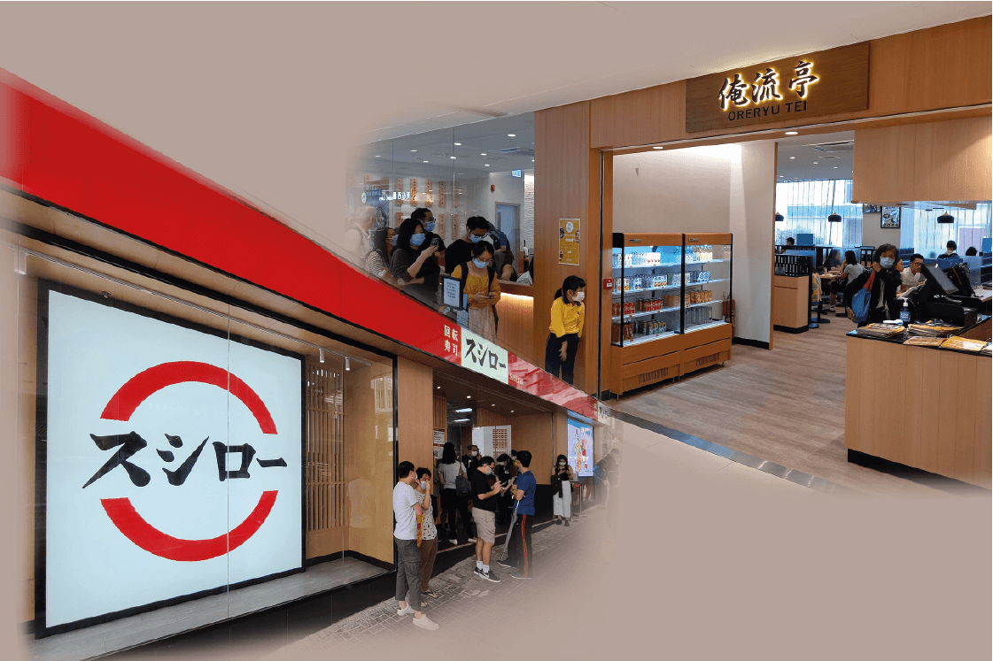 Popular conveyor belt sushi brand Sushiro and Udon restaurant Oreryu Tei have joined Link's malls, offering locals authentic and high-quality Japanese cuisines.